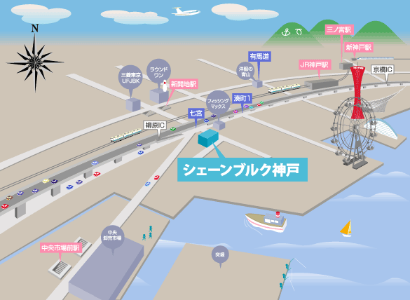 シェーンブルク神戸　地図イラスト