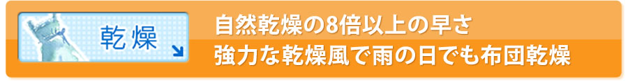 乾燥モード　自然乾燥の8倍以上の早さ