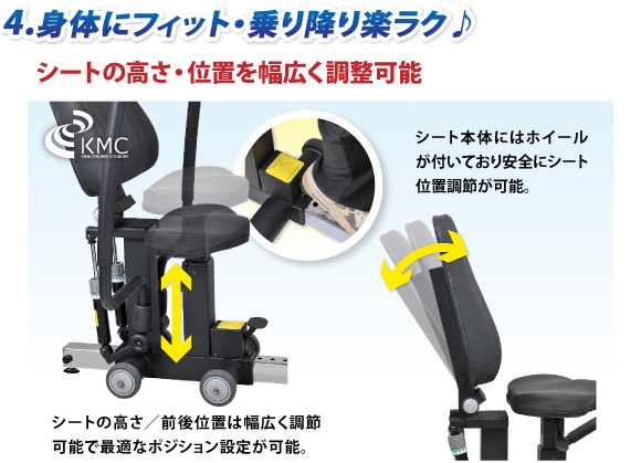 4.身体にフィット・乗り降り楽ラク♪ シート調節可能